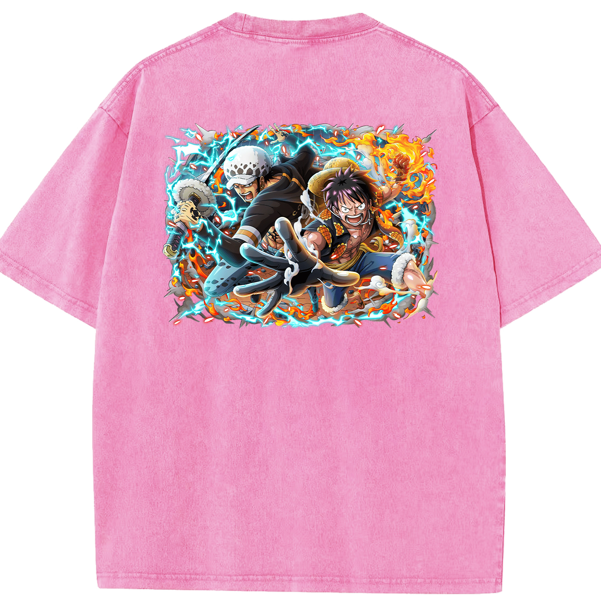 ワンピース モンキー・D・ルフィ ONE PIECE Monkey D. Luffy 綿100% ヴィンテージ風 半袖Tシャツ（背面プリント）